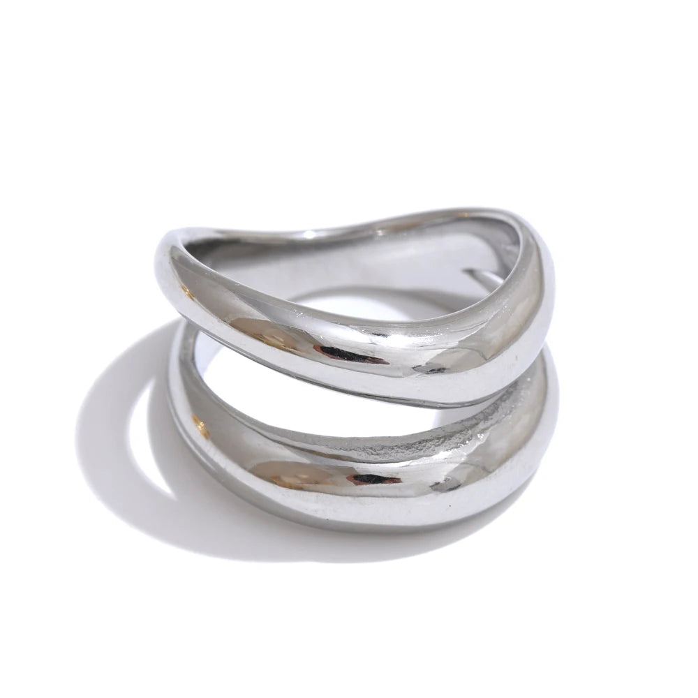 Anel Dourado Duplo Vazado Feminino
