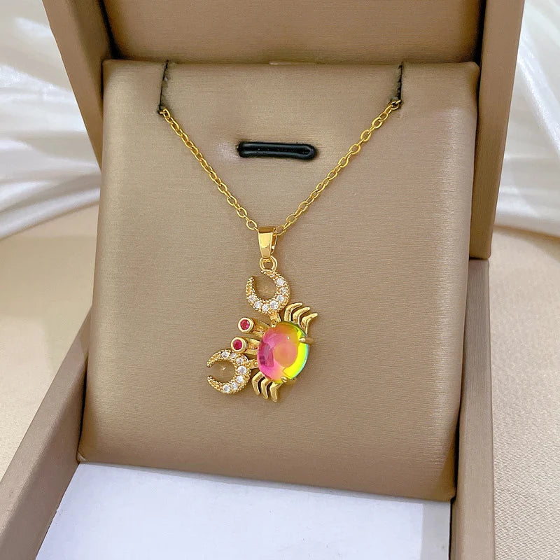 Colar Pingente Caranguejo Colorido