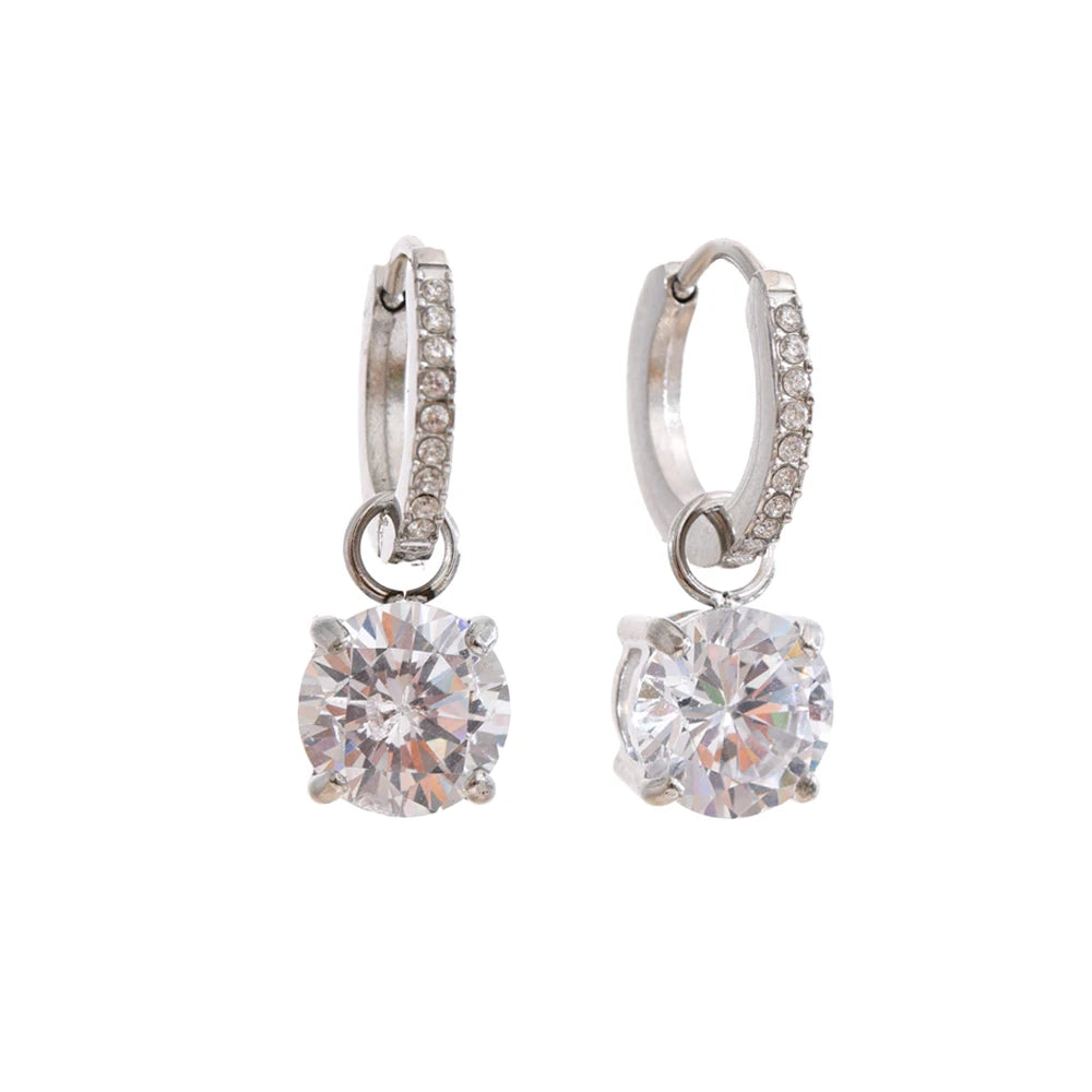 Brinco Argola Dourada com Zircônia Cristal Feminino