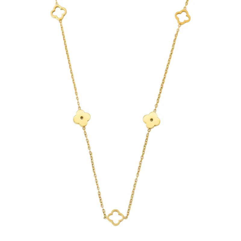 Colar Pingente Trevo e Flor de Ameixa