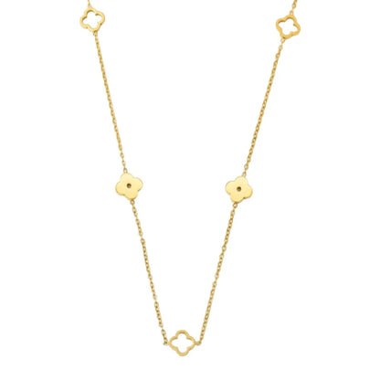 Colar Pingente Trevo e Flor de Ameixa