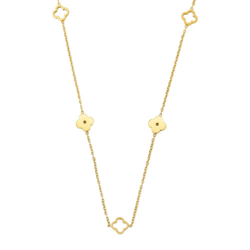 Colar Pingente Trevo e Flor de Ameixa