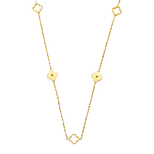 Colar Pingente Trevo e Flor de Ameixa