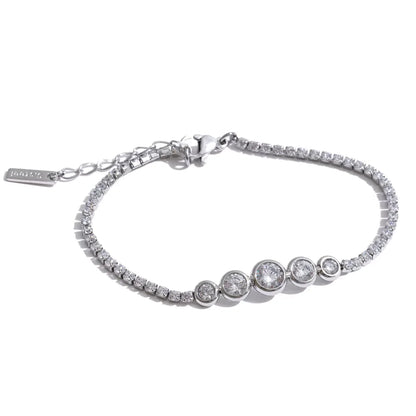 Pulseira Riviera Feminina Dourada com Zircônias Brilhantes Ajustável