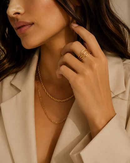 Colar Duplo Elo Imperial Dourado