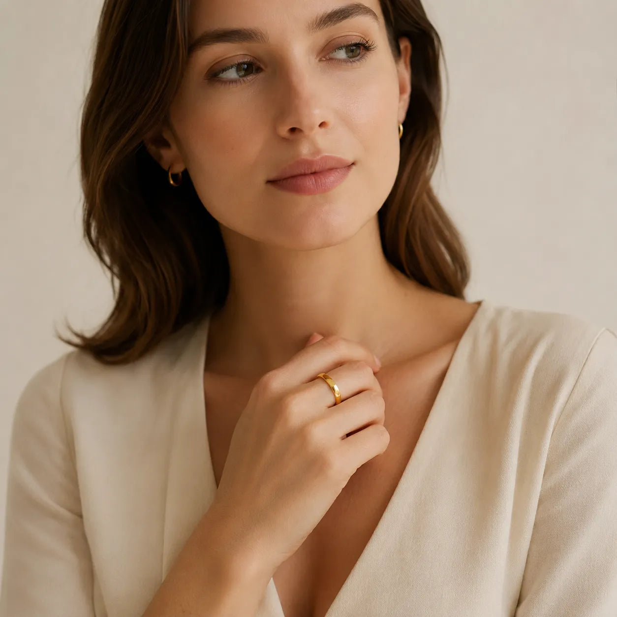 Anel Dourado Essência Serena
