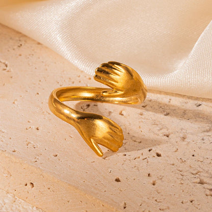 Anel Duplo Abraço Dourado