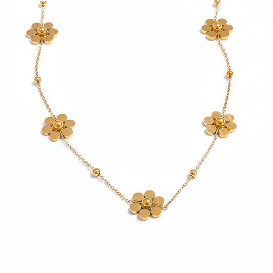 Colar Dourado com Flores Delicadas Feminino
