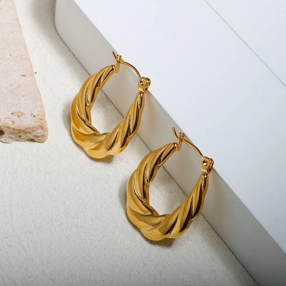 Brincos Argola Convexo Texturizado Ouro