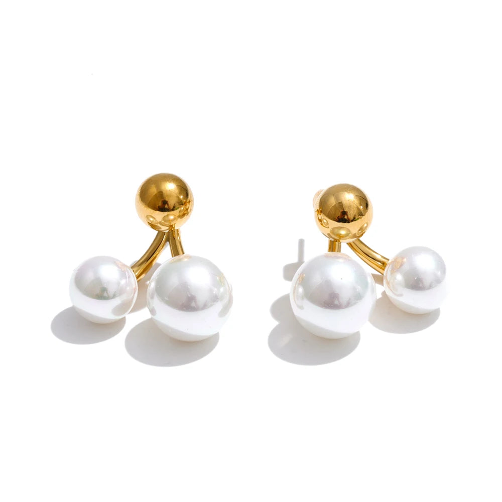 Brinco Pérola Dupla Dourado Feminino