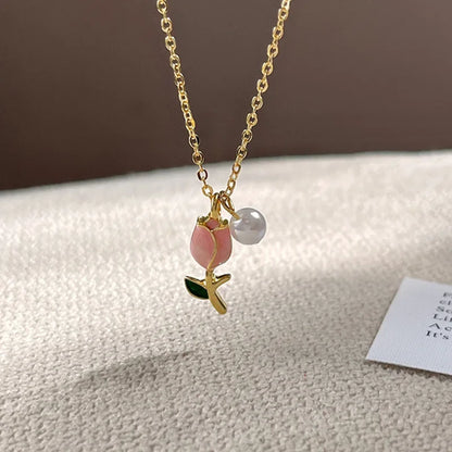 Conjunto Colar e Brincos Flor Pérola Dourado