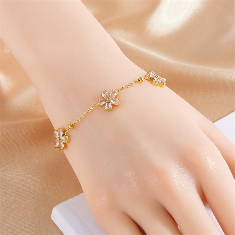 Pulseira Flor com Zircônias