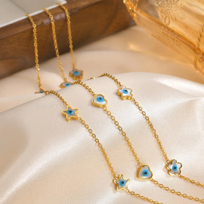 Colar Dourado com Olho Grego Amuleto da Sorte - Proteção e Estilo Elegante