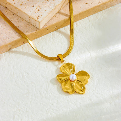 Colar e Brincos Flor com Pérola