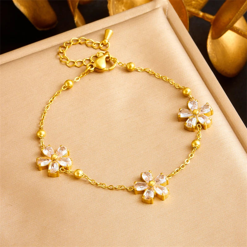 Pulseira Flor com Zircônias