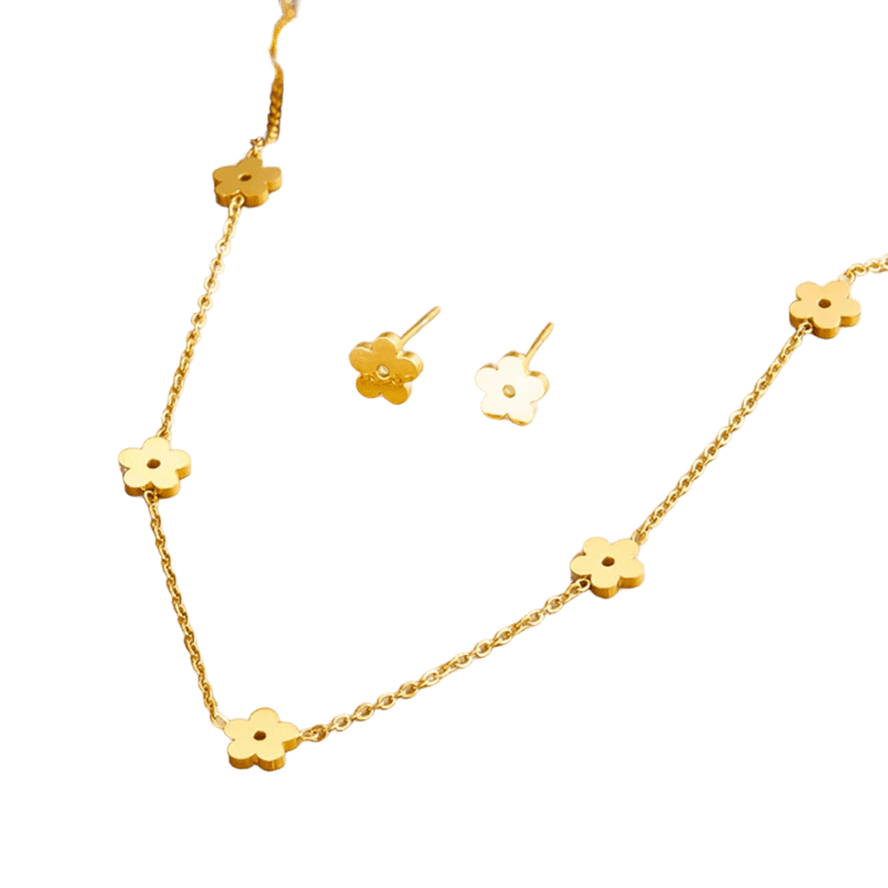 Conjunto Colar e Brincos Flor Minimalista