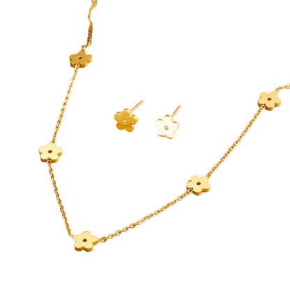 Conjunto Colar e Brincos Flor Minimalista