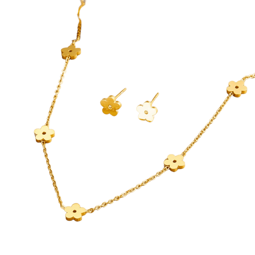 Conjunto Colar e Brincos Flor Minimalista