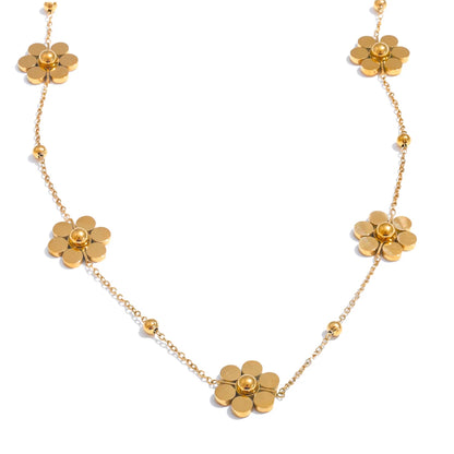 Colar Dourado com Flores Delicadas Feminino