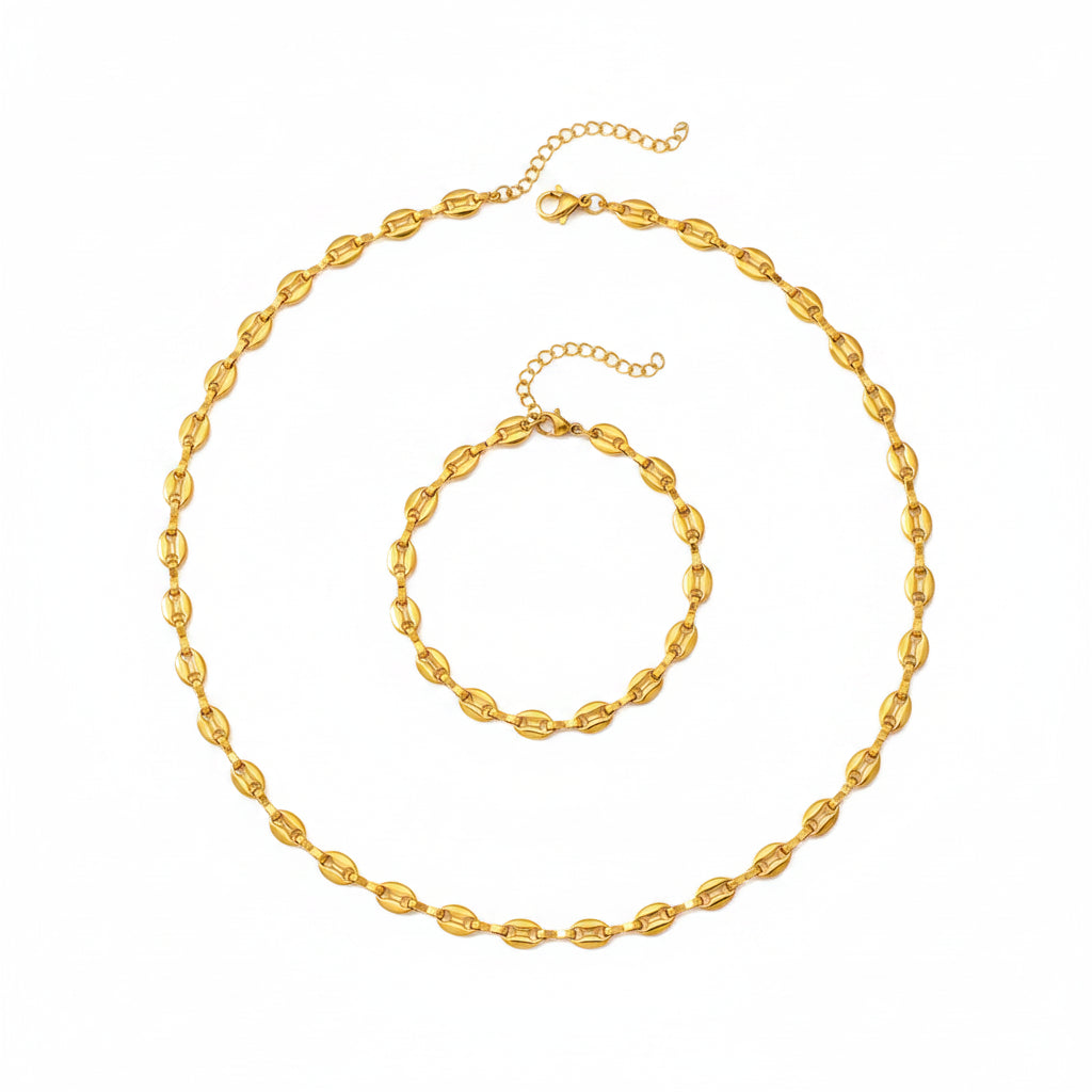 Conjunto de Colar e Pulseira Esculpida
