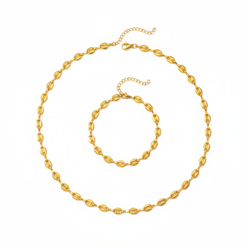 Conjunto de Colar e Pulseira Esculpida