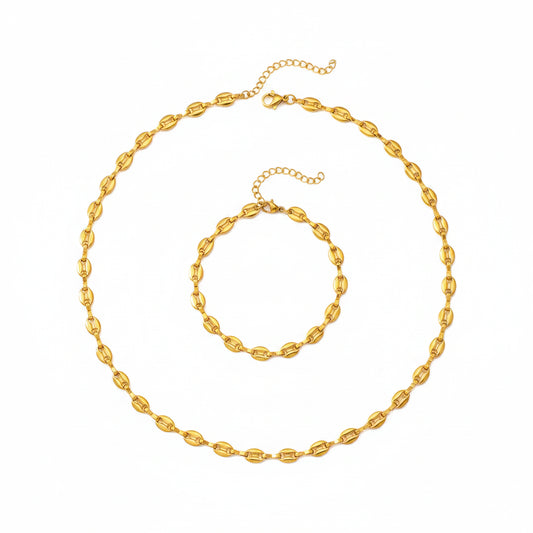 Conjunto de Colar e Pulseira Esculpida