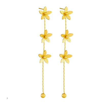 Brincos de Borla com Pétalas Florais