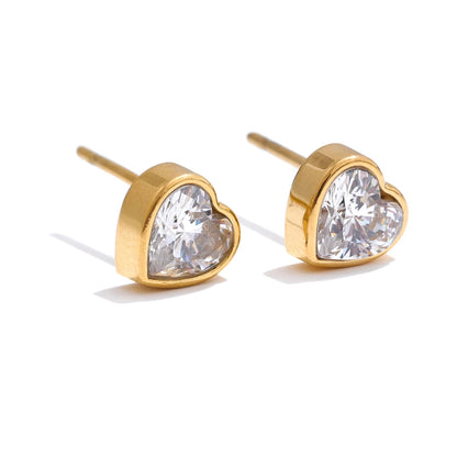 Brinco Coração Cristal Dourado Essência