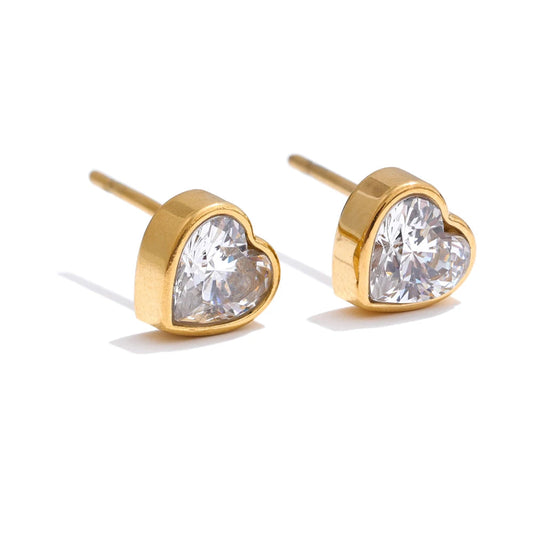 Brinco Coração Cristal Dourado Essência