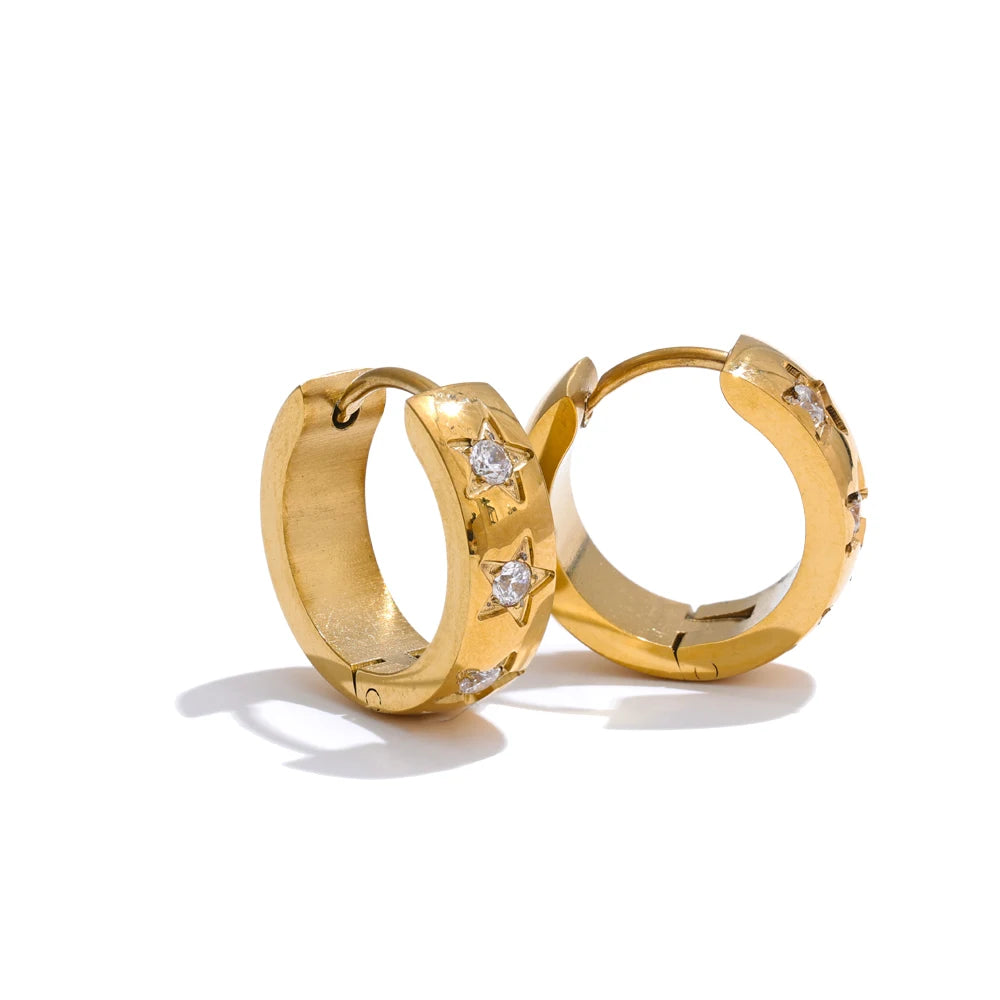Brinco Argola Elegância Estrela Dourada