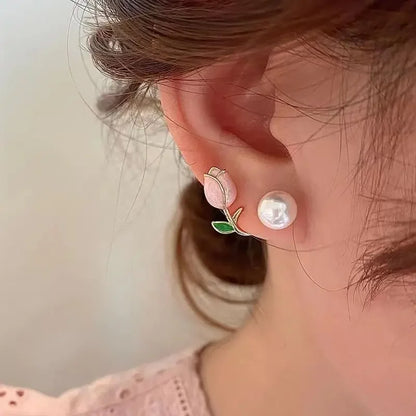 Conjunto Colar e Brincos Flor Pérola Dourado
