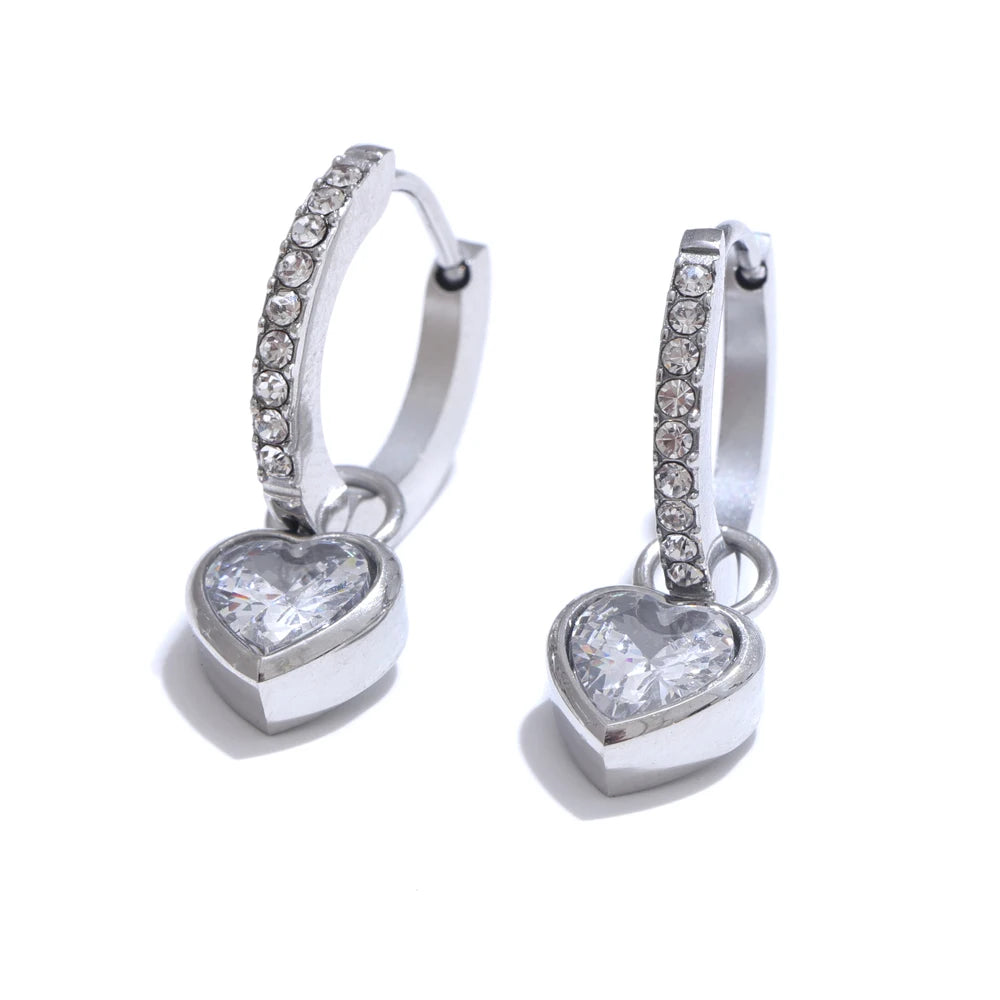 Brinco Argola Coração Cristal Dourado