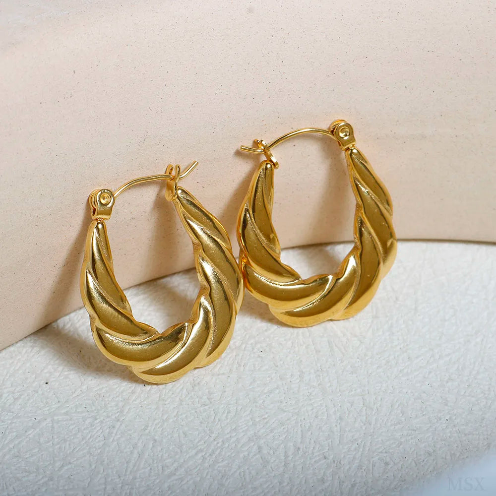 Brincos Argola Convexo Texturizado Ouro