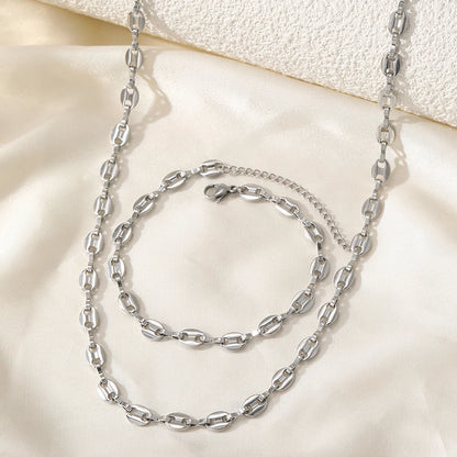 Conjunto de Colar e Pulseira Esculpida