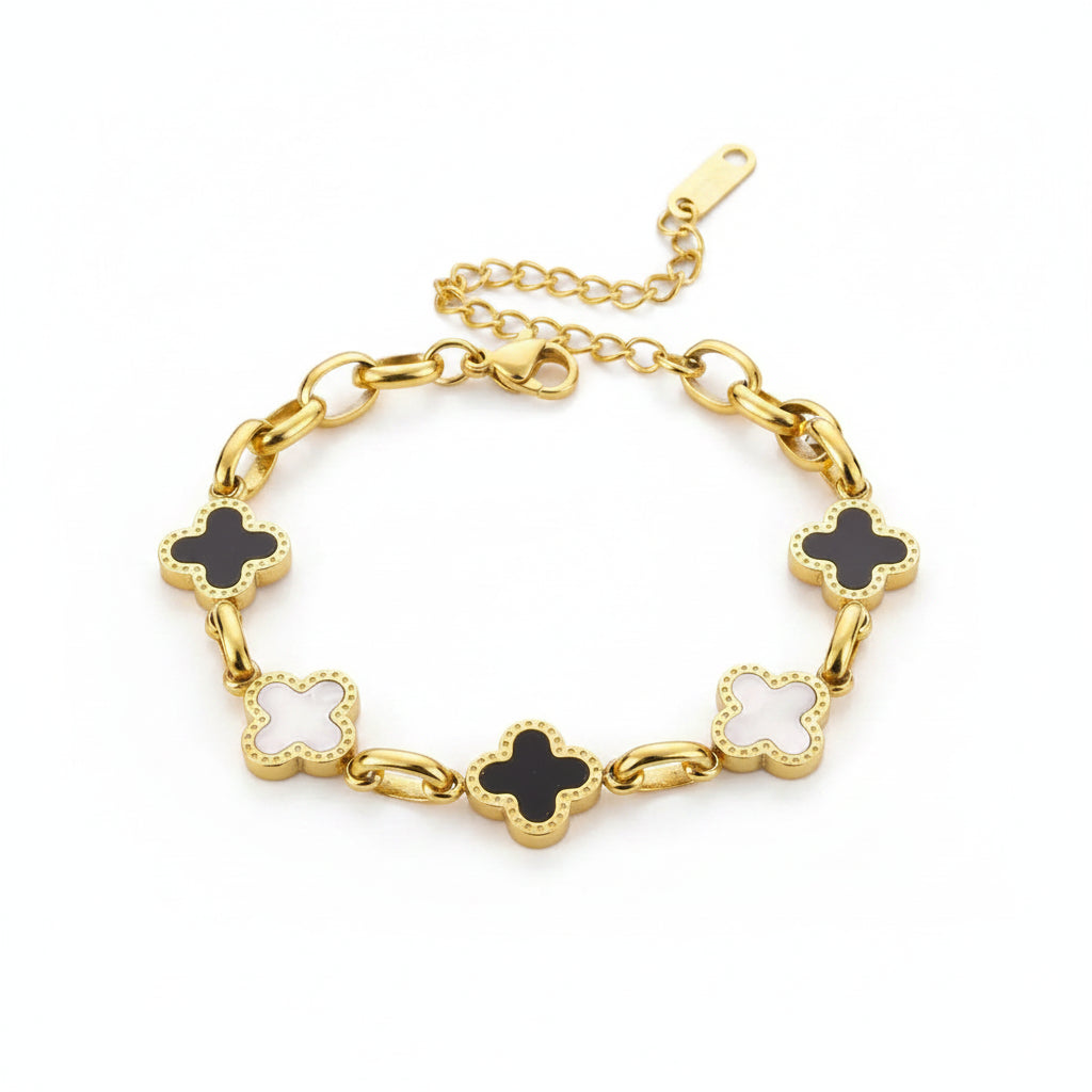 Pulseira Dourada com Flores Delicadas Feminina