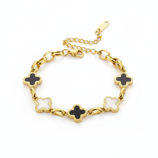 Pulseira Dourada com Flores Delicadas Feminina
