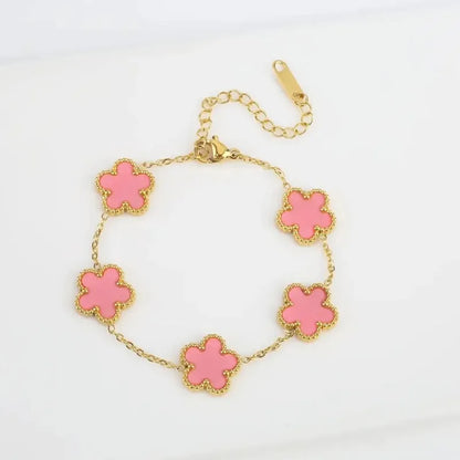 Pulseira Dourada com Flores Delicadas Feminina