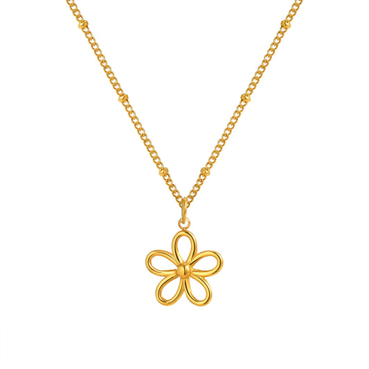 Colar Flor com Corrente Trançada