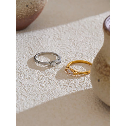 Anel Geométrico com Zircônia