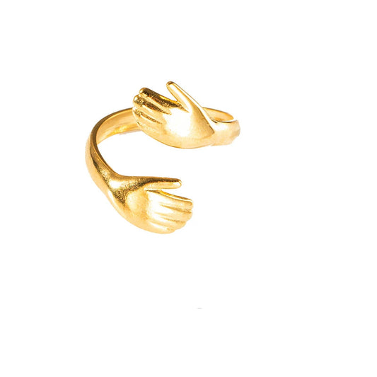 Anel Duplo Abraço Dourado
