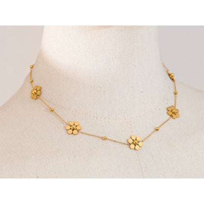 Colar Dourado com Flores Delicadas Feminino