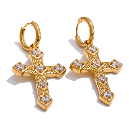 Brinco Cruz Celestial Dourada LuxStone