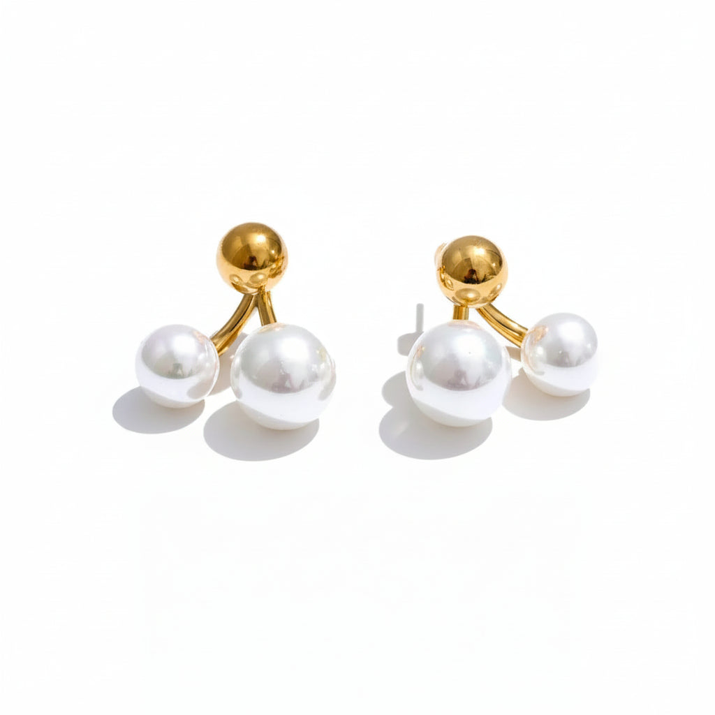Brinco Pérola Dupla Dourado Feminino