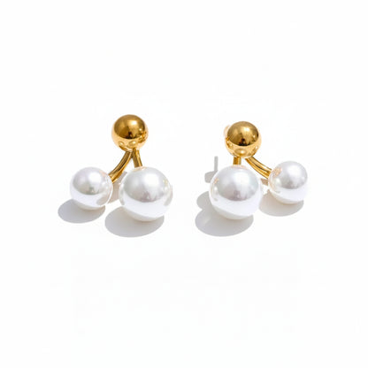 Brinco Pérola Dupla Dourado Feminino