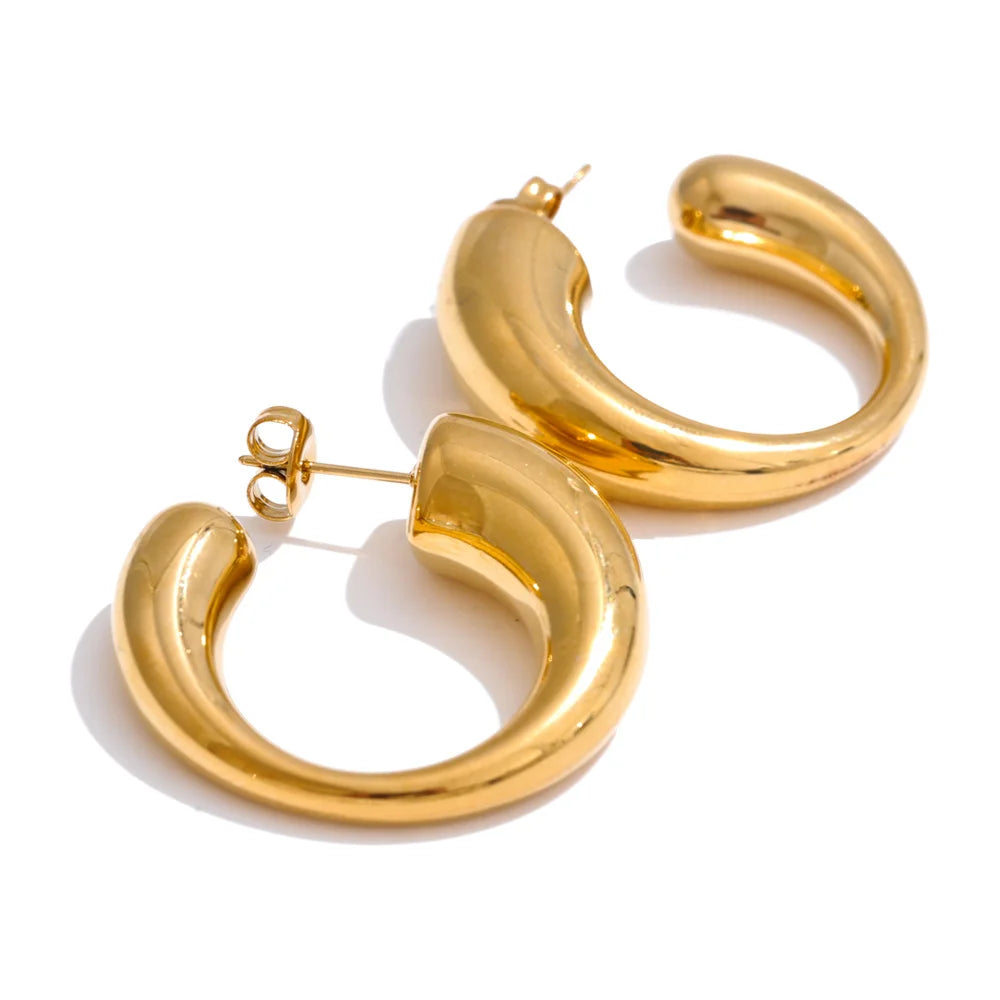 Brinco Argola Orgânica Minimalista Dourado