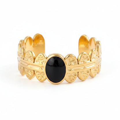 Anel Ônix Imperial Dourado