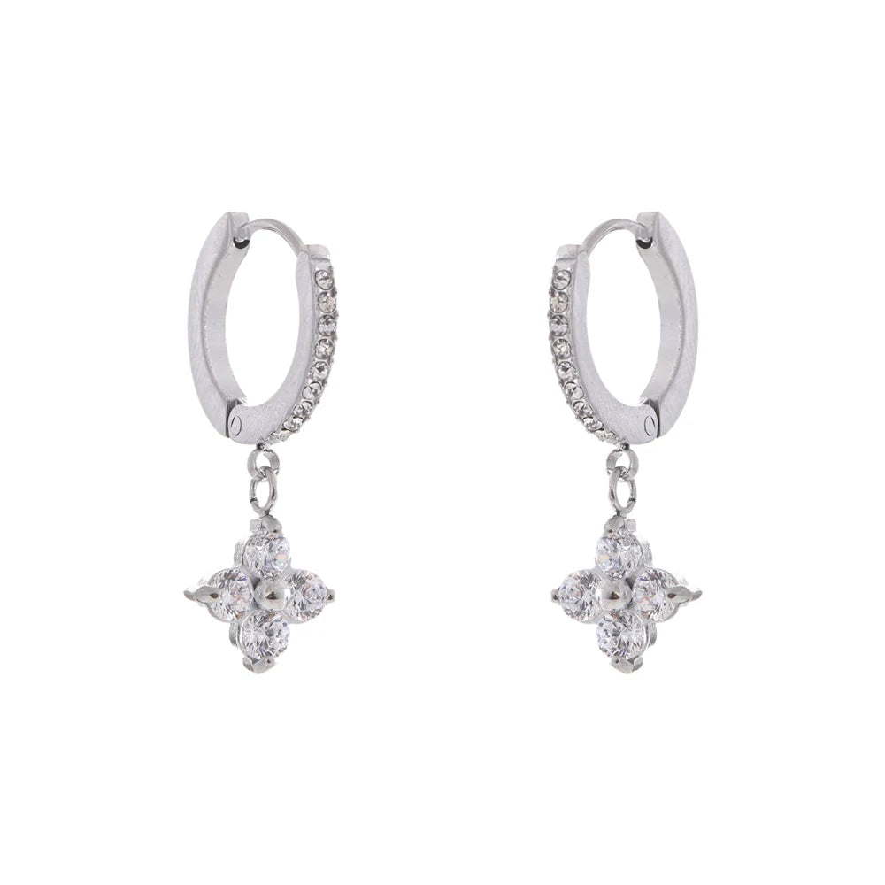 Brinco Argola Floral Cristal Dourado Luxo