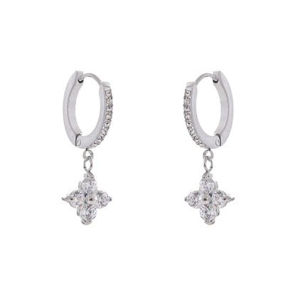 Brinco Argola Floral Cristal Dourado Luxo