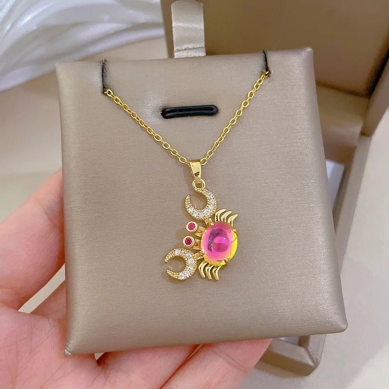 Colar Pingente Caranguejo Colorido