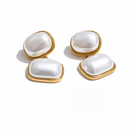 Brincos Pêndulo Pérola Barroca Dourado